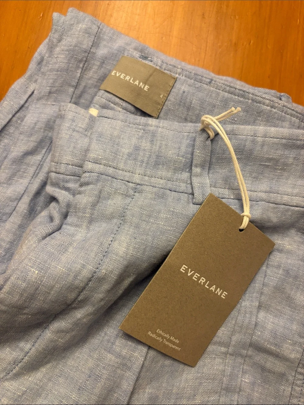 NWT Everlane Light Blue Linen Wide-Leg Trousers